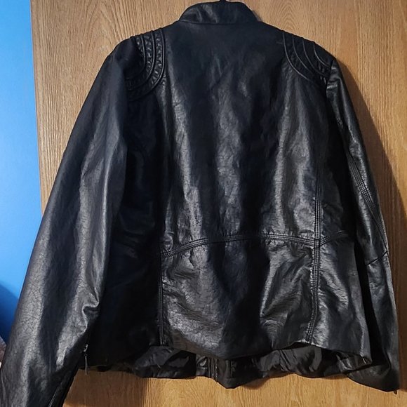 Faux Black Leather Jacket - Picture 2 of 11